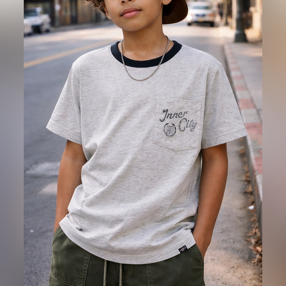 Honor The Gift Inner City Graphic Pocket Tee – Kids Size 12 –‎ Ash Gray – NWT
